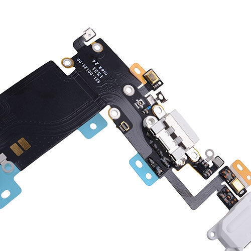 Charging Port with Flex Cable, Earphone Jack and Mic for iPhone 6S Plus (High Quality) - White