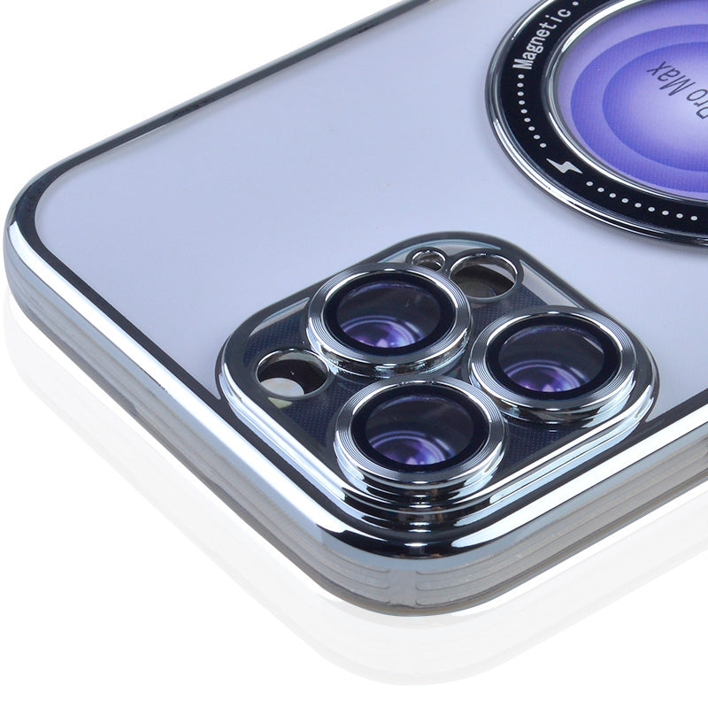 Magnetic Soft Phone Case for iPhone 15 Pro - Silver