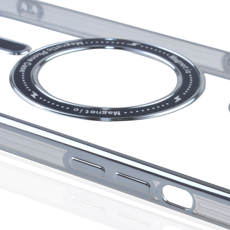 Magnetic Soft Phone Case for iPhone 15 Pro - Silver