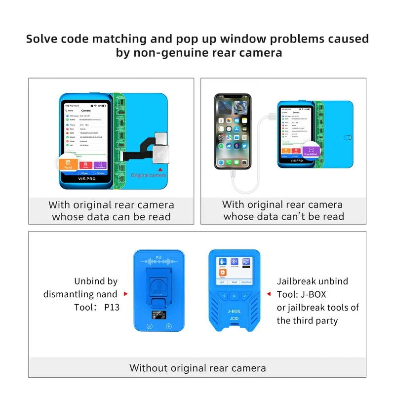 JC V1SE/ V1S Pro Wide Angle Camera Repair Adaptor for iPhone XR to 12 Pro Max