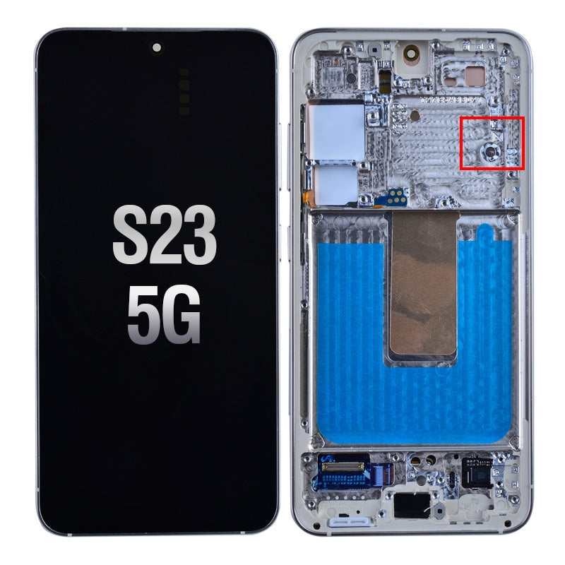 OLED Screen Digitizer Assembly with Frame for Samsung Galaxy S23 5G S911 (for America Version) (Premium) - Cream