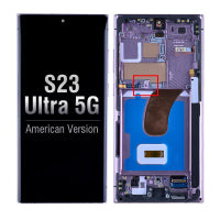 OLED Screen Digitizer Assembly Replacement with Frame for Samsung Galaxy S23 Ultra 5G S918 (for America Version)(Premium) - Phantom Black
