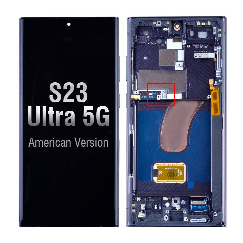 OLED Screen Digitizer Assembly Replacement with Frame for Samsung Galaxy S23 Ultra 5G S918 (for America Version)(Premium) - Phantom Black