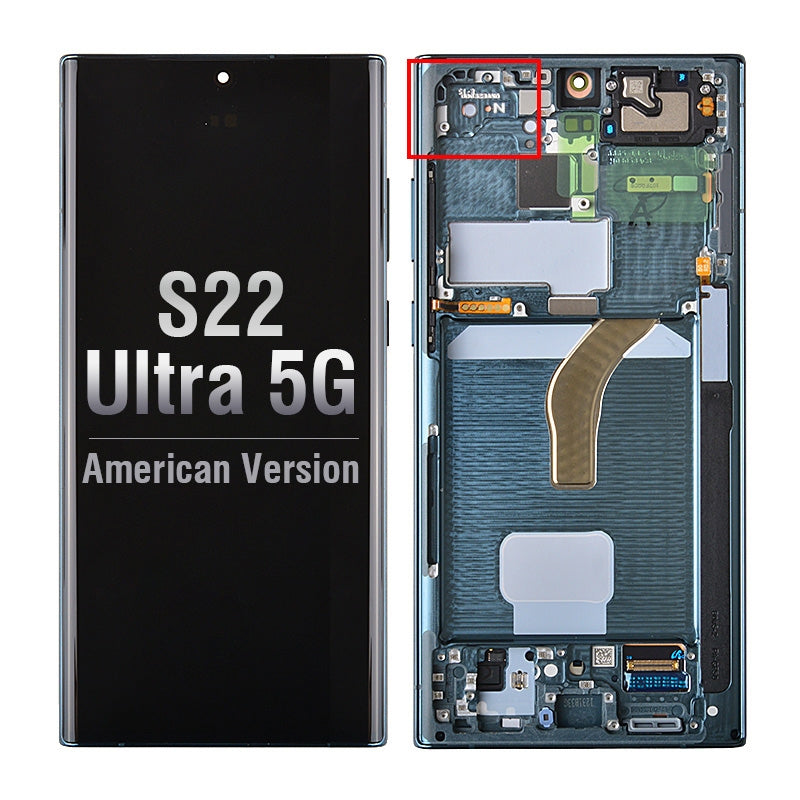OLED Screen Digitizer Assembly with Frame for Samsung Galaxy S22 Ultra 5G S908 (for America Version)(Premium) - Green