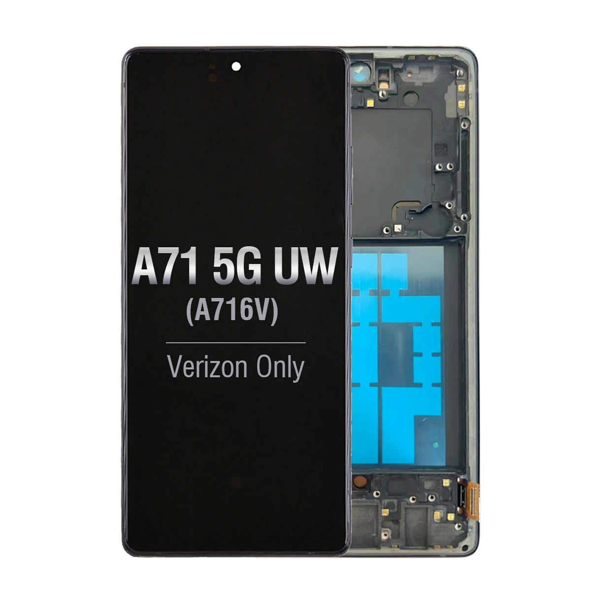 OLED Screen Digitizer Assembly With Frame for Samsung Galaxy A71 5G UW A716V (Premium) - Prism Bricks Black