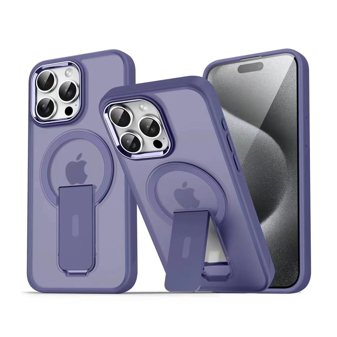 TPU and PC Case with Magnetic and Phone Stand for iPhone 16 Pro - Purple