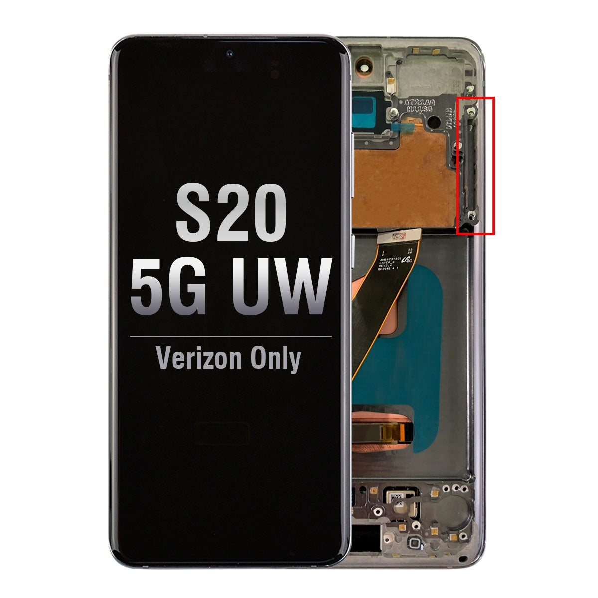 OLED Screen Digitizer Assembly with Frame for Samsung Galaxy S20 5G UW G981V - Cosmic Gray (Compatible for only Verizon)