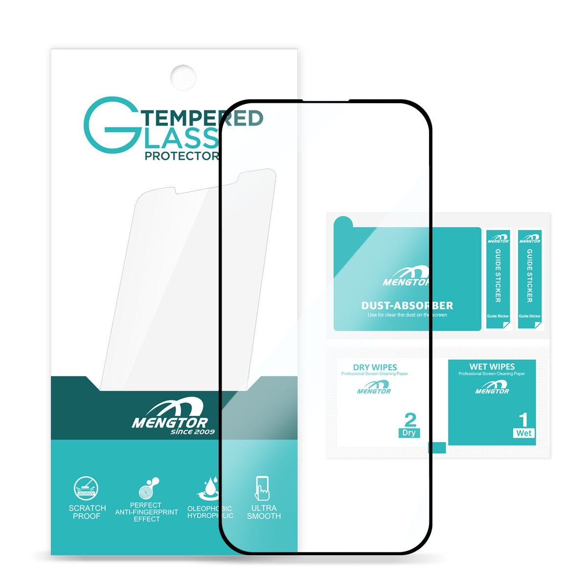 Full Cover Tempered Glass Screen Protector for iPhone 15 Plus/ 16 Plus (6.7 inches) - Black (Retail Packaging)