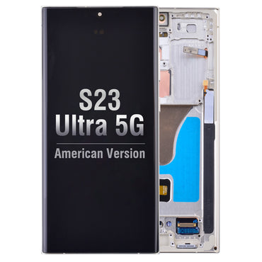 OLED Screen Digitizer Assembly with Frame for Samsung Galaxy S23 Ultra 5G S918 (for America Version)(Premium) - Cream