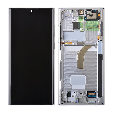 OLED Screen Digitizer Assembly with Frame for Samsung Galaxy S22 Ultra 5G S908 (for America Version)(Premium) - White