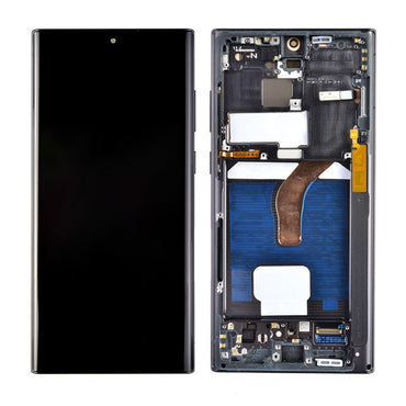 OLED Screen Digitizer Assembly with Frame for Samsung Galaxy S22 Ultra 5G S908 Replacement (for America Version)(Premium) - Phantom Black