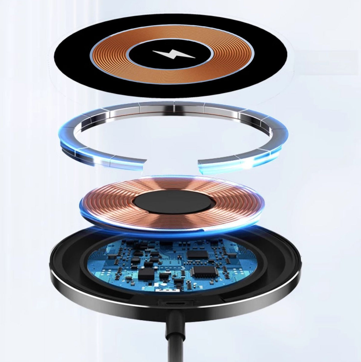 Wireless charger, fast wireless charging pad compatible with iPhone 16e/16/16 Plus/16 Pro Max/15/14/13/SE 2022/12/11/X/8, Samsung Galaxy S22/S21/S20, for AirPo...