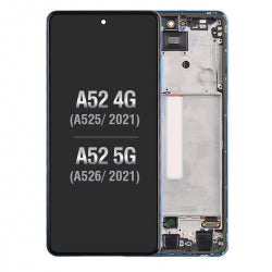 OLED Screen Digitizer Assembly With Frame for Samsung Galaxy A52 4G A525/ A52 5G (2021) A526 (Premium) - Awesome Blue