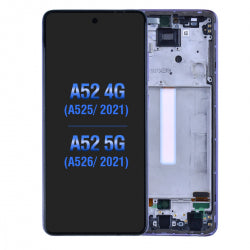 OLED Screen Digitizer with Frame Replacement for Samsung Galaxy A52 4G A525/ A52 5G (2021) A526 (Aftermarket)(1:1 Size) - Awesome Violet