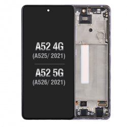 OLED Screen Digitizer Assembly With Frame for Samsung Galaxy A52 4G A525/ A52 5G (2021) A526 (Premium) - Awesome Blue