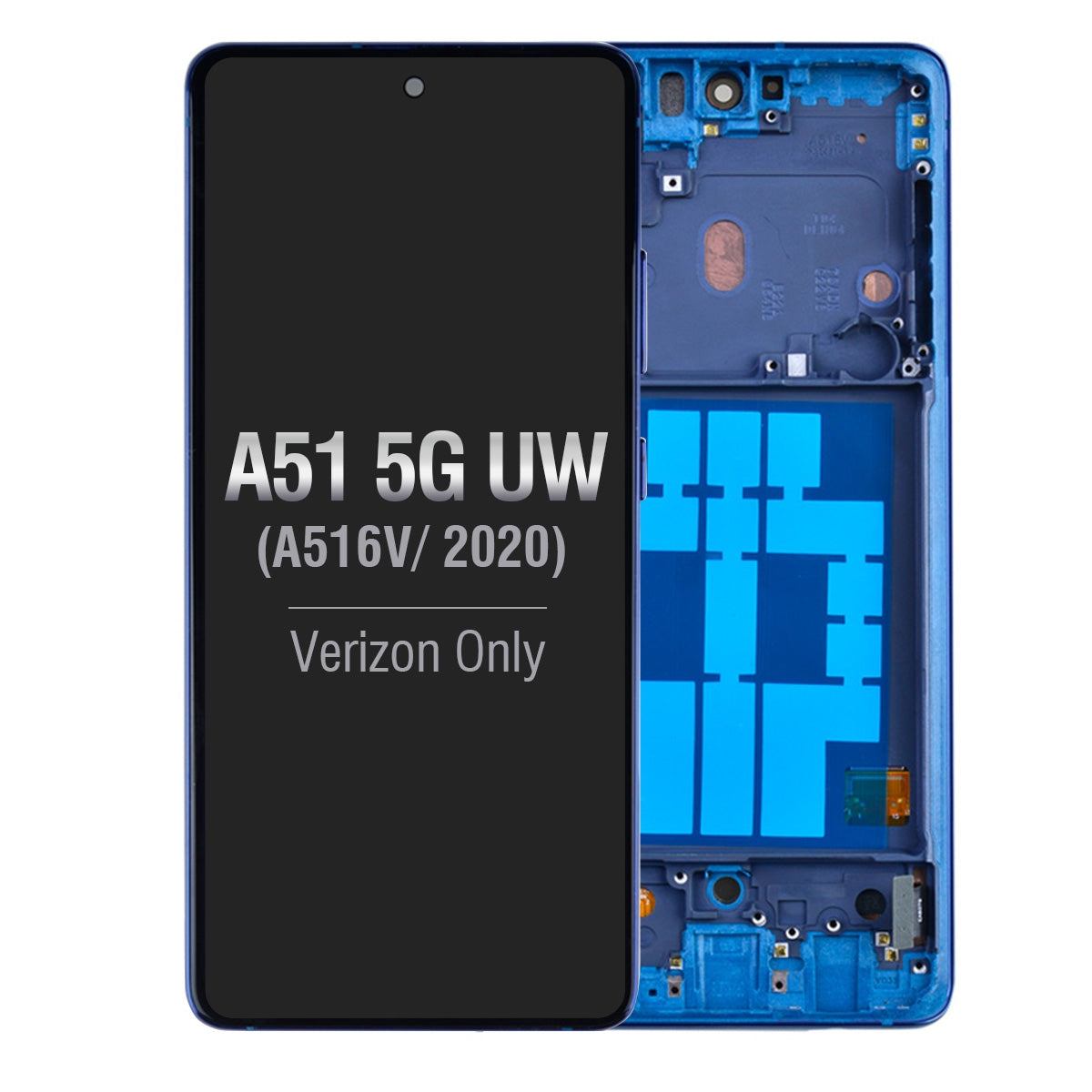OLED Screen Digitizer Assembly with Frame for Samsung Galaxy A51 5G UW A516V (Premium) - Prism Bricks Blue
