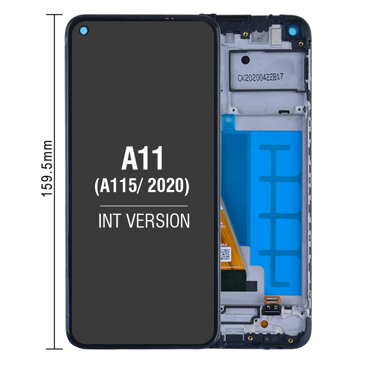 LCD Screen Digitizer Assembly With Frame for Samsung Galaxy A11(2020) A115F/DS (Inernational Version) (Size 159.5mm) - Black