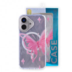 Magnetic Case for iPhone 16 Plus with Card Hold and Lanyard, Translucent Matte Slim Shockproof Compatible with MagSafe - Purple