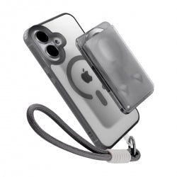 Magnetic Case for iPhone 16 Plus with Card Hold and Lanyard, Translucent Matte Slim Shockproof Compatible with MagSafe - Black