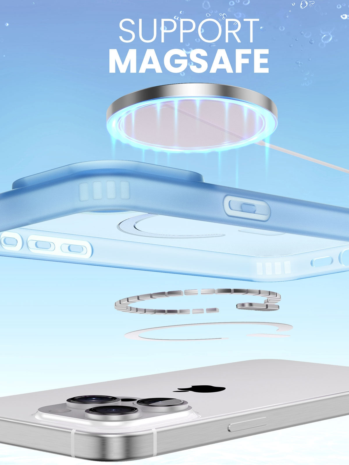 Magnetic Case for iPhone 16 Plus with Card Hold and Lanyard, Translucent Matte Slim Shockproof Compatible with MagSafe - Black