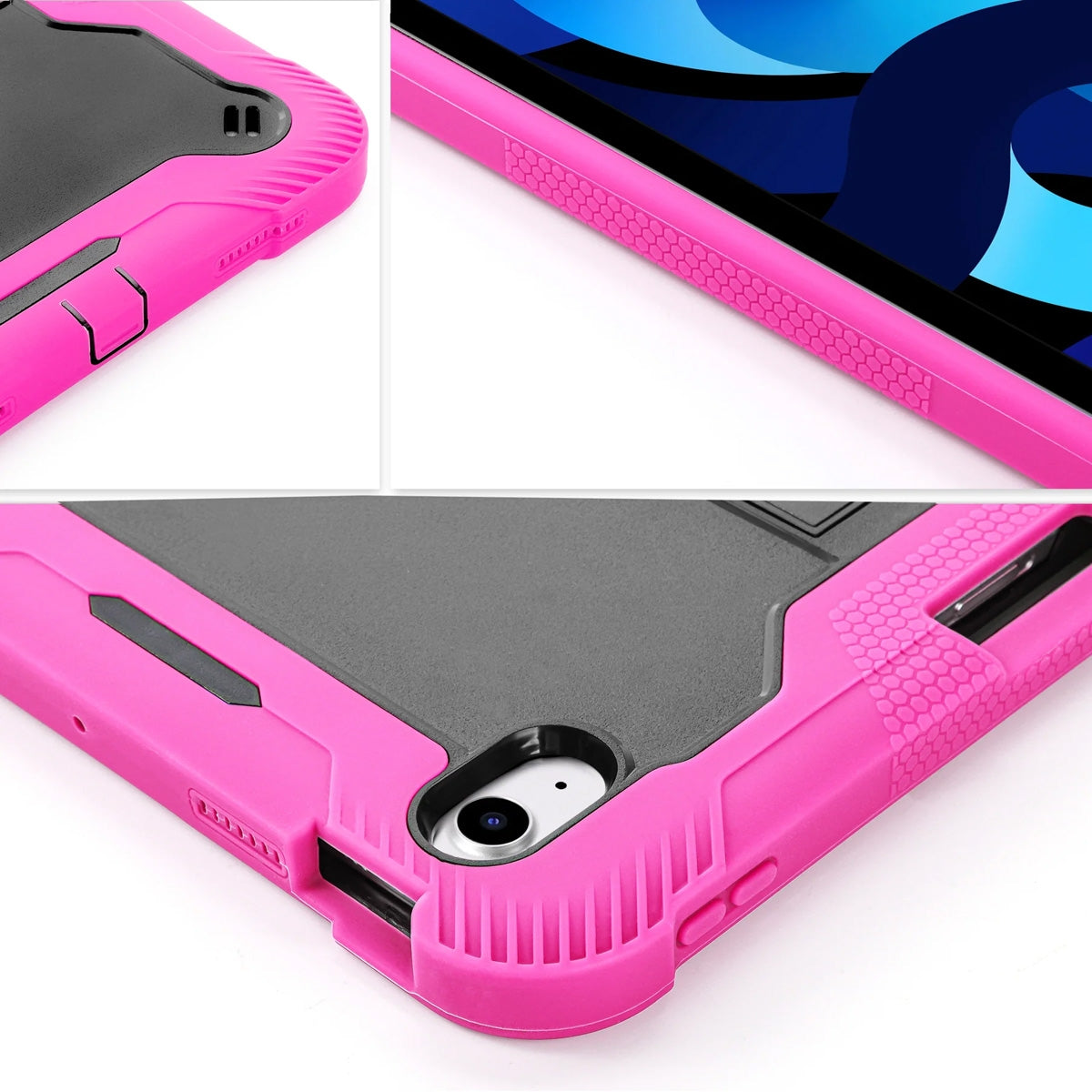 iPad 10.9 10th Gen Heavy Duty Shockproof Case - Black/Hot Pink
