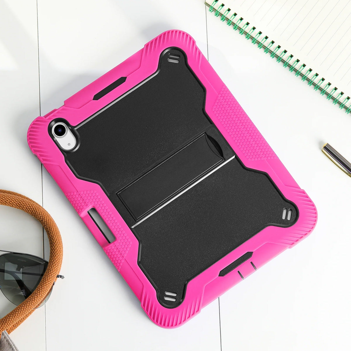iPad 10.9 10th Gen Heavy Duty Shockproof Case - Black/Hot Pink