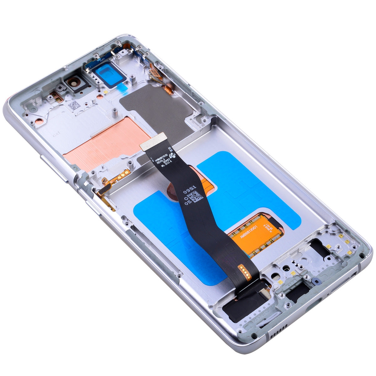 OLED Screen Digitizer with Frame Replacement for Samsung GalaxyS21 Ultra 5G G998 (Aftermarket Plus)(1:1 size) - Phantom Silver