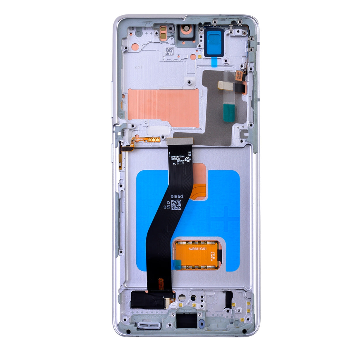 OLED Screen Digitizer with Frame Replacement for Samsung GalaxyS21 Ultra 5G G998 (Aftermarket Plus)(1:1 size) - Phantom Silver