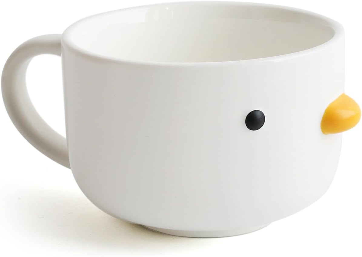 PURROOM Cute Duck Coffee Mug, 8 oz Latte Cup, Handmade Glaze Small Coffee Cup, Safety Ceramic Milk Mugs. Best Gifts For Coffee Lover.