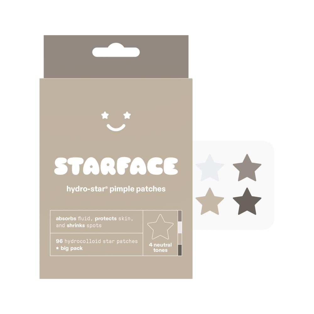 Starface Hydro-Stars BIG PACK, Hydrocolloid Pimple Patches, Absorb Fluid and Reduce Redness, Cute Star Shape, Cruelty-Free Skincare (96 Count)