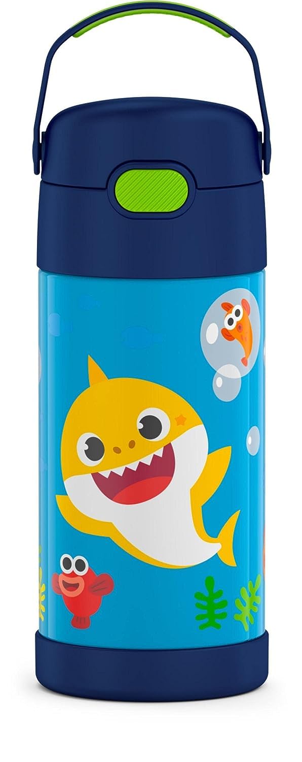 THERMOS FUNTAINER Water Bottle with Straw - 12 Ounce - Kids Stainless Steel Vacuum Insulated Water Bottle with Lid, Minecraft