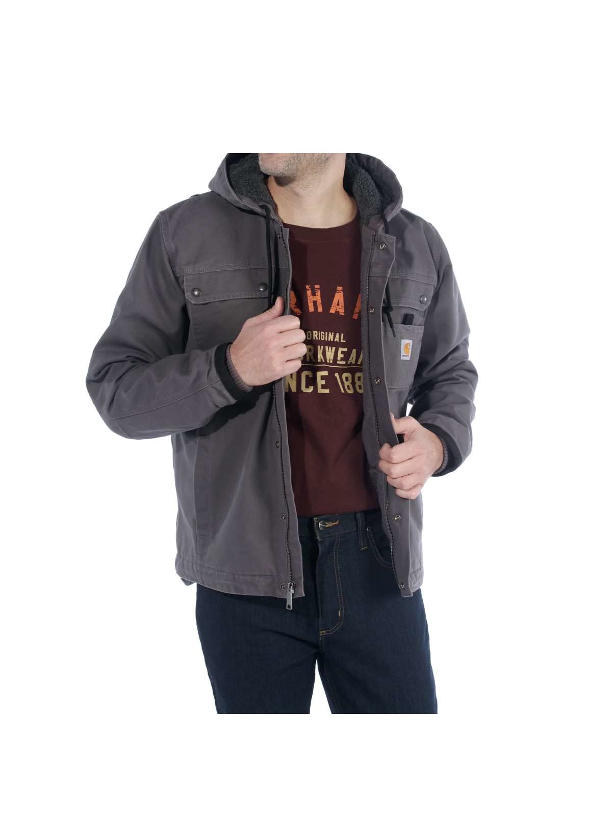 Carhartt Men's Relaxed Fit Washed Duck Sherpa-Lined Utility Jacket