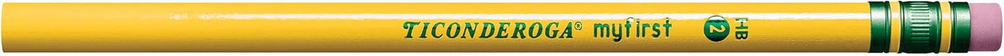 Ticonderoga® Beginners' Elementary Pencils, With Eraser, #2 Lead, Yellow Barrel, Pack Of 12