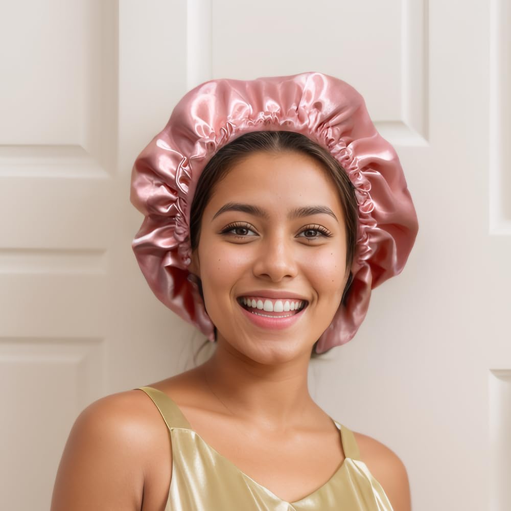 2 PCS Satin Bonnet Double Layer Sleep Hair Silk Bonnet for Sleeping Women Curly Natural Hair