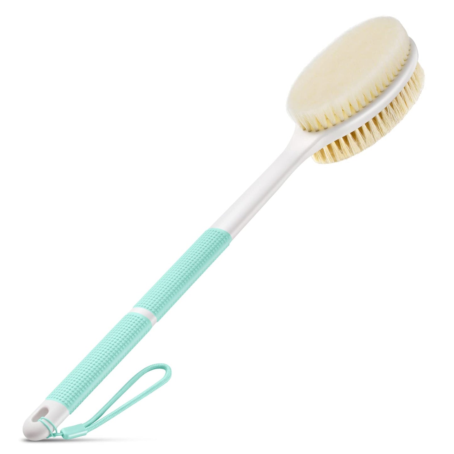 Back Scrubber Anti Slip for Shower,Shower Brush Long Handle with Stiff and Soft Bristles,Body Exfoliator for Bath or Dry Brush(Blue)