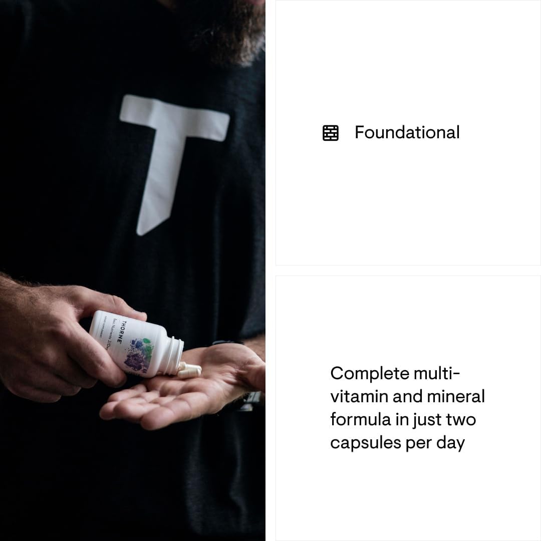 THORNE - Basic Nutrients 2/Day - Comprehensive Daily Multivitamin with Optimal Bioavailability - Vitamin & Mineral Formula - Gluten, Dairy & Soy-Free - 60 Capsules - 30 Servings