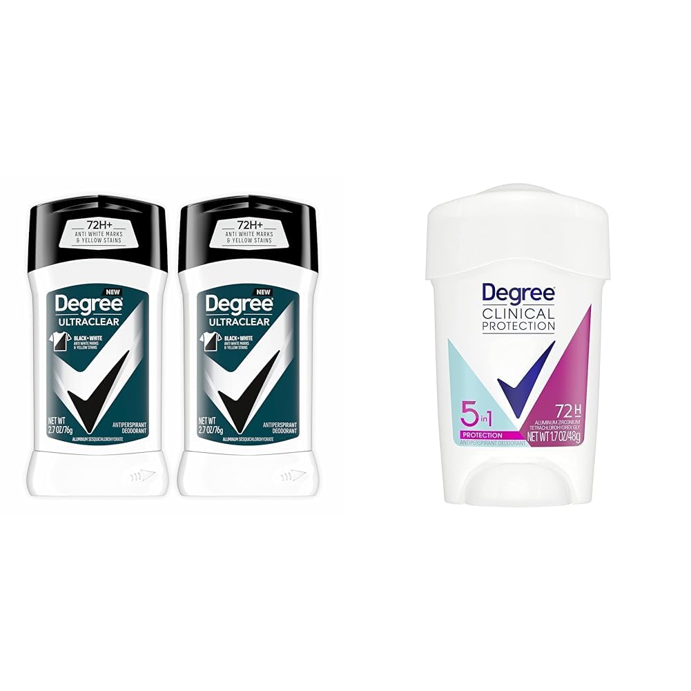 Degree Men UltraClear Antiperspirant Deodorant Black+White 2 Count 72-Hour Sweat & Odor Protection Antiperspirant For Men With MotionSense Technology 2.7 oz