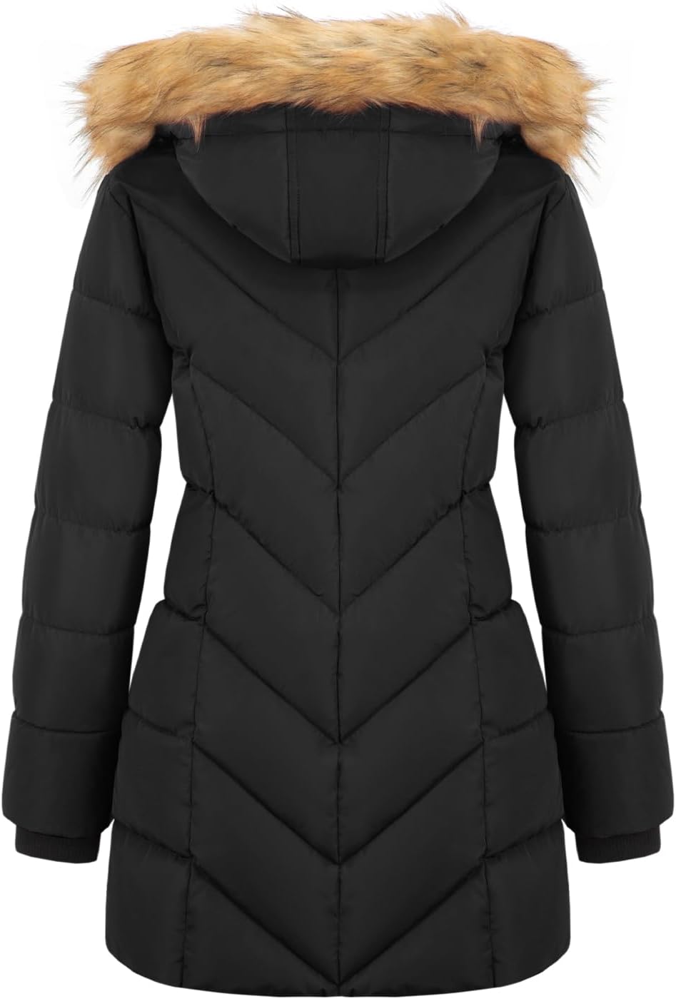 Women's Winter Thicken Coat Warm Long Puffer Jacket with Faux Fur Removable Hood Waterproof Insulated Jacket