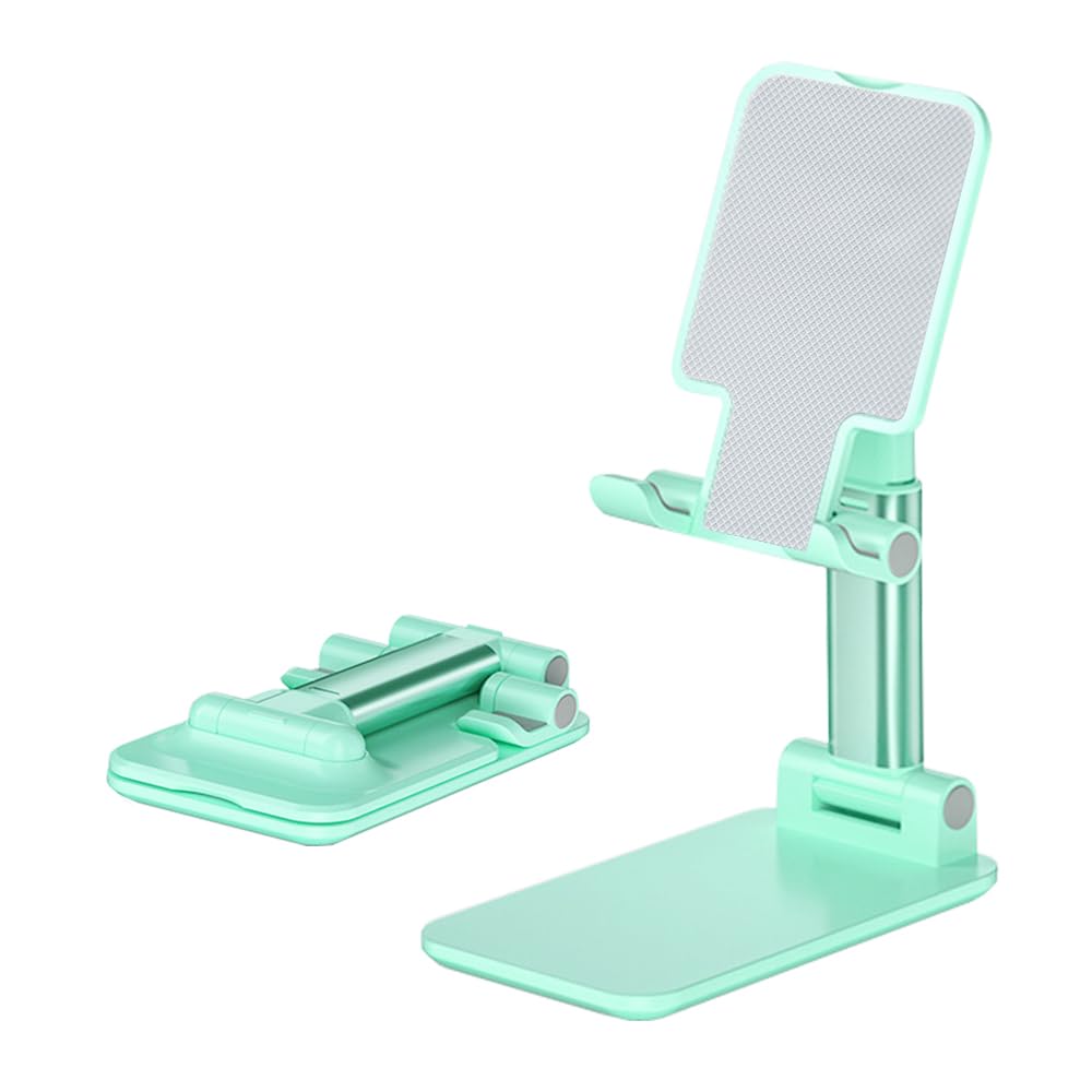 Cell Phone Stand, Angle Height Adjustable Cell Phone Holder with Silicon Pad for Desk Fully Forldable Mobile Phone Holder Compatible with All Mobile Phones, MT-6, (White)
