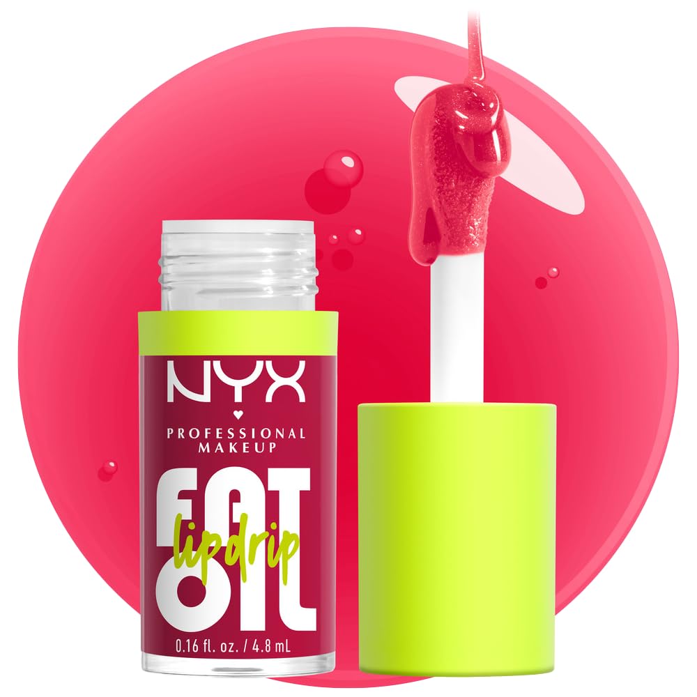 NYX PROFESSIONAL MAKEUP Fat Oil Lip Drip, Moisturizing Lip Oil Gloss, Vegan Tinted Formula, Up to 12 HR Hydration - Missed Call (Sheer Pink)