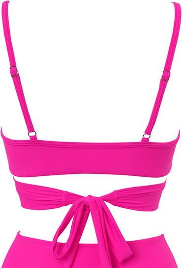 Limeeke Women Wrap Bikini Top Push Up Padded Swimsuit Top Criss Cross Tie Back Bathing Suit Tops