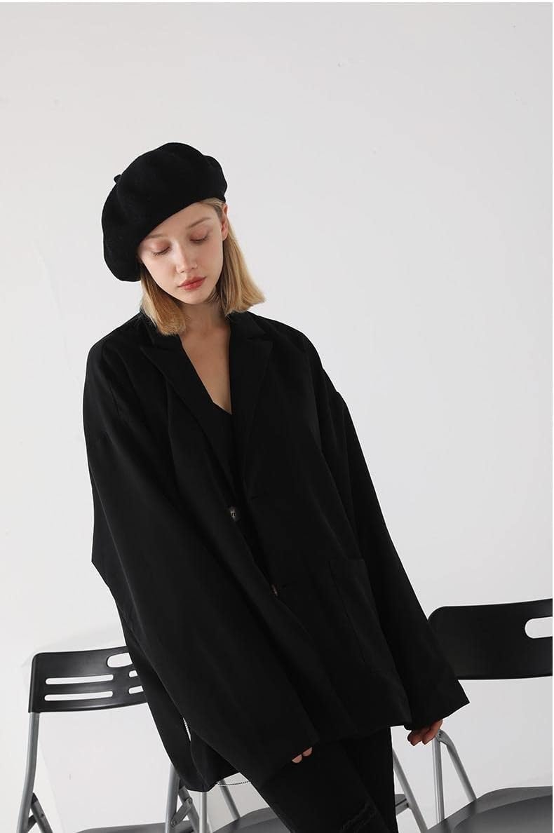Women French Wool Beret Hats - Solid Color Classic Beanie Winter Cap
