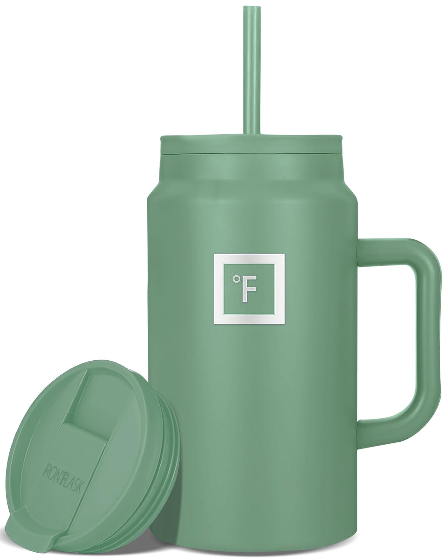 IRON °FLASK Co-Pilot Insulated Mug w/Straw & Flip Cap Lids - Cup Holder Bottle for Hot, Cold Drink - Leak-Proof - Water, Coffee Portable Travel Mug - Aurora, 40 Oz