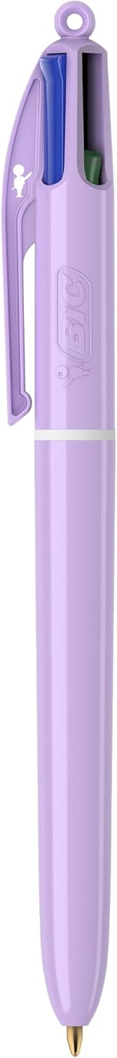 BIC 4 Color Pastel Ballpoint Pen with 1.0 mm Medium Point, Retractable, 12-Count Pack in Assorted Ink