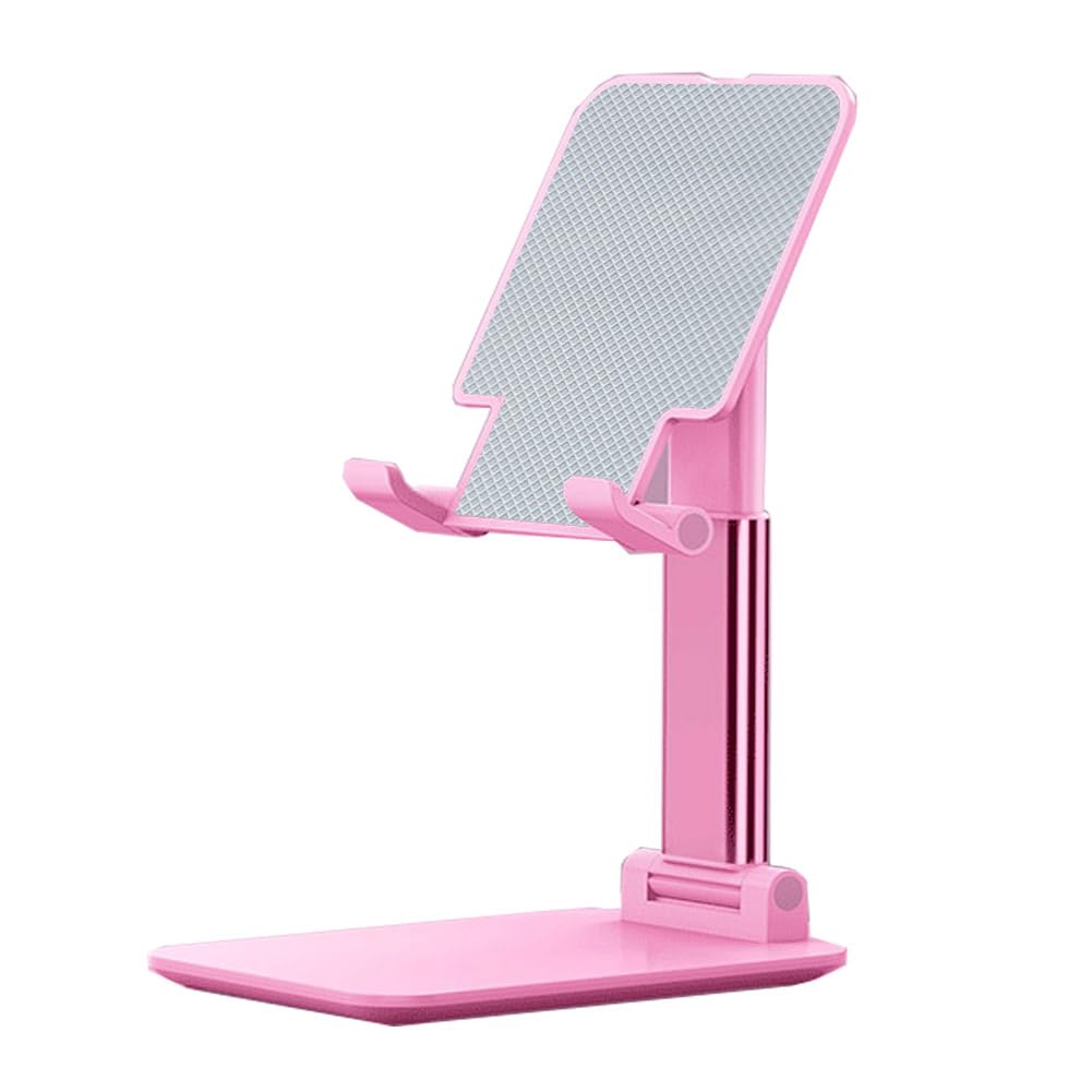 Cell Phone Stand, Angle Height Adjustable Cell Phone Holder with Silicon Pad for Desk Fully Forldable Mobile Phone Holder Compatible with All Mobile Phones, MT-6, (White)