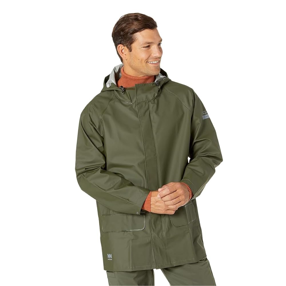 Helly-Hansen Workwear Mandal Adjustable Waterproof Jackets for Men - Heavy Duty Comfortable PVC-Coated Protective Rain Coat