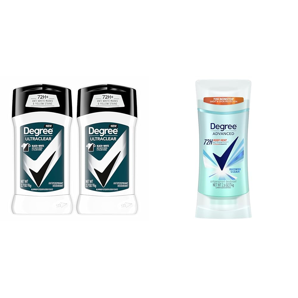 Degree Men UltraClear Antiperspirant Deodorant Black+White 2 Count 72-Hour Sweat & Odor Protection Antiperspirant For Men With MotionSense Technology 2.7 oz