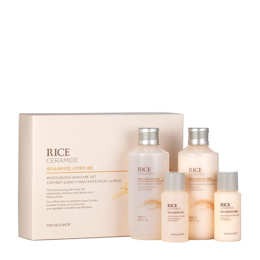 The Face Shop Rice Ceramide Moisturizing Emulsion - Rice Extract - Lightweight Face Moisturizer - Brightening - Hydrating Targets Dryness - Strengthens Skin Barrier - Face Lotion - Korean Skin Care