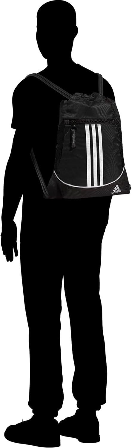 adidas Alliance Sackpack, Drawstring Backpack, Lightweight Small Gym Bag for Women and Men, Black, One Size