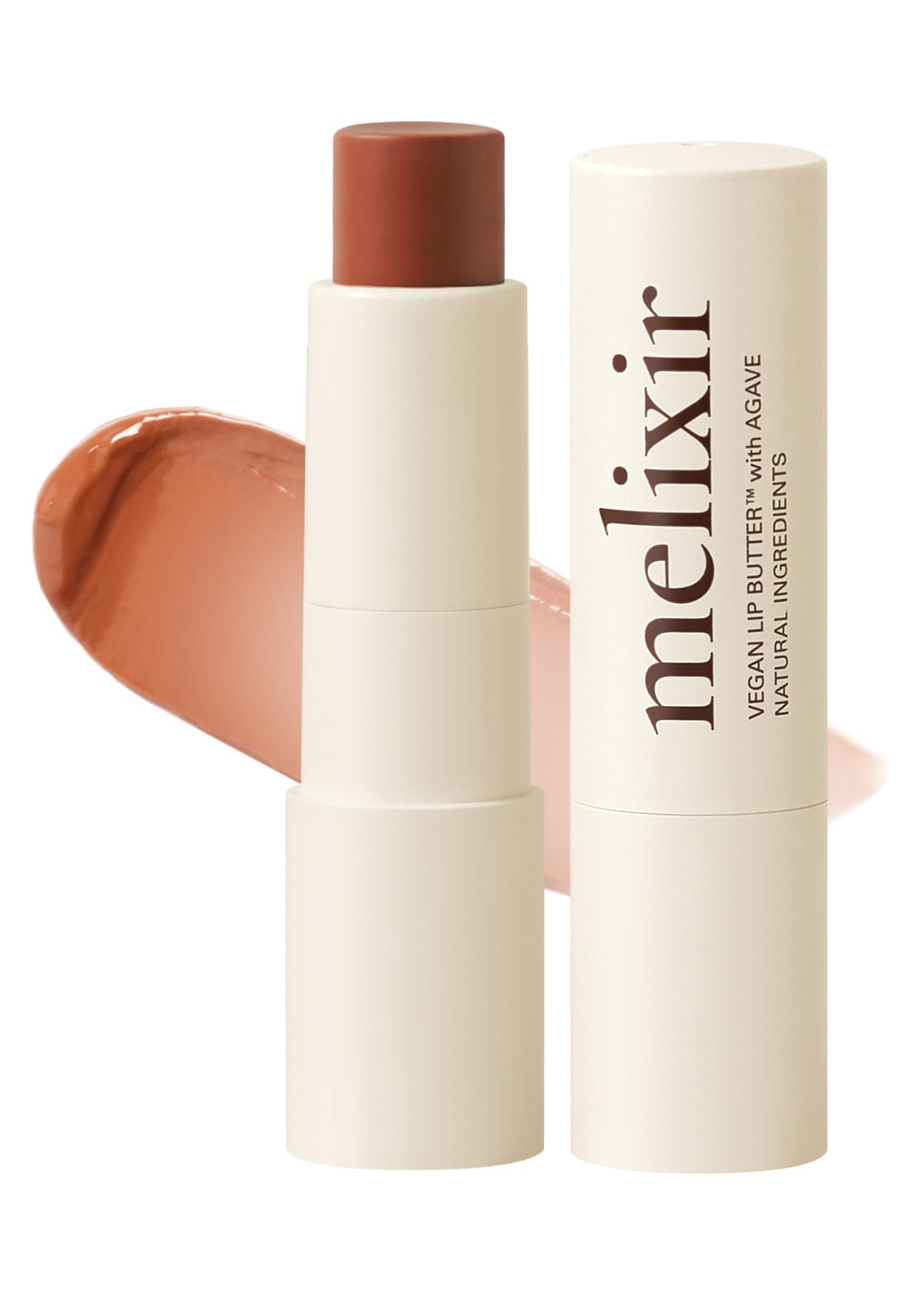 Melixir Vegan Lip Butter #02 Nude Crumble(Tinted) (+11 more colors), Bee Free, Petrolatum Free, Deep Nourishing Plant-Based Vegan Chapstick, Lip Balm for Dry, Cracked and Chapped Lips